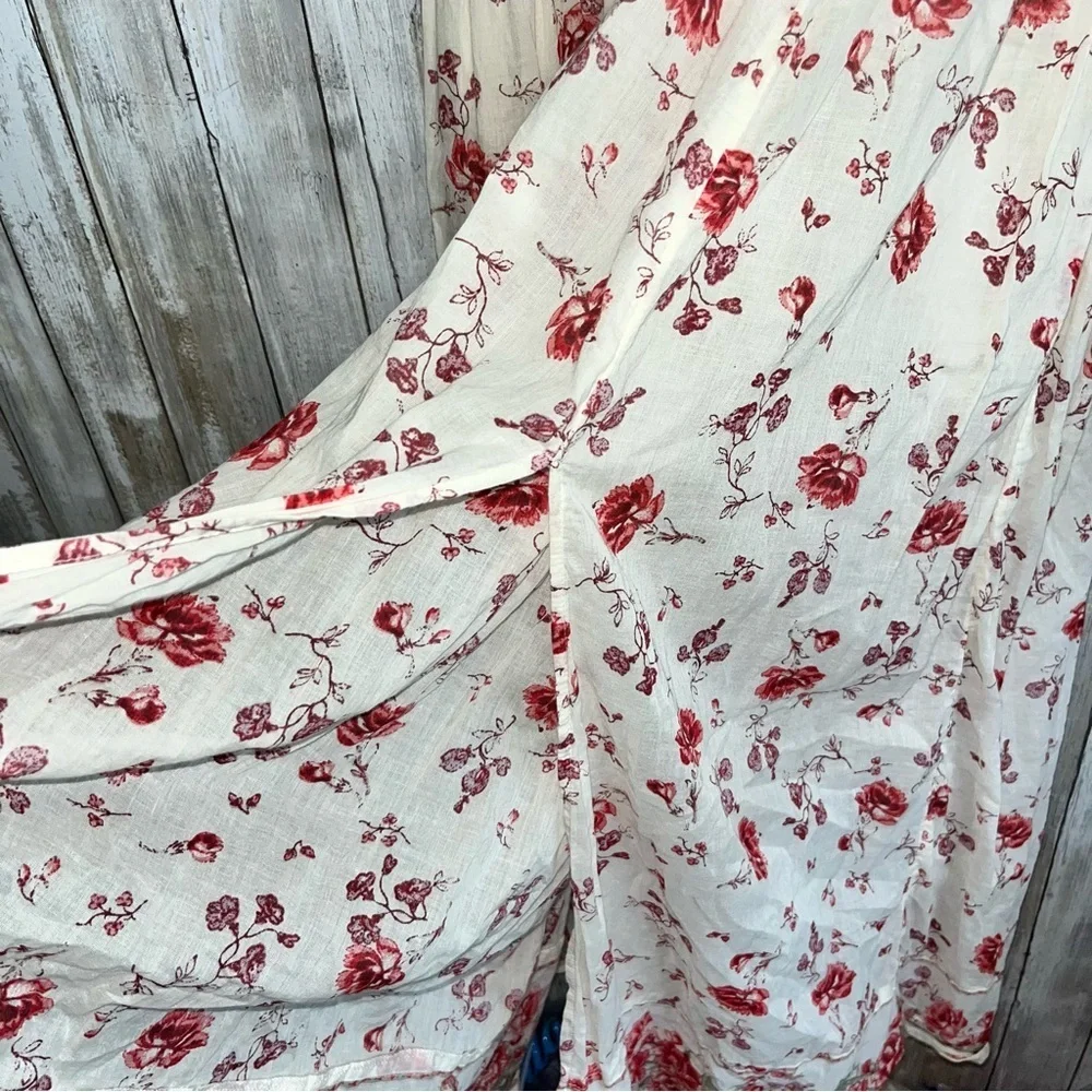 Free People Lysette Floral Maxi Dress Boho Cottagecore Tie Front XS - Picture 8 of 9